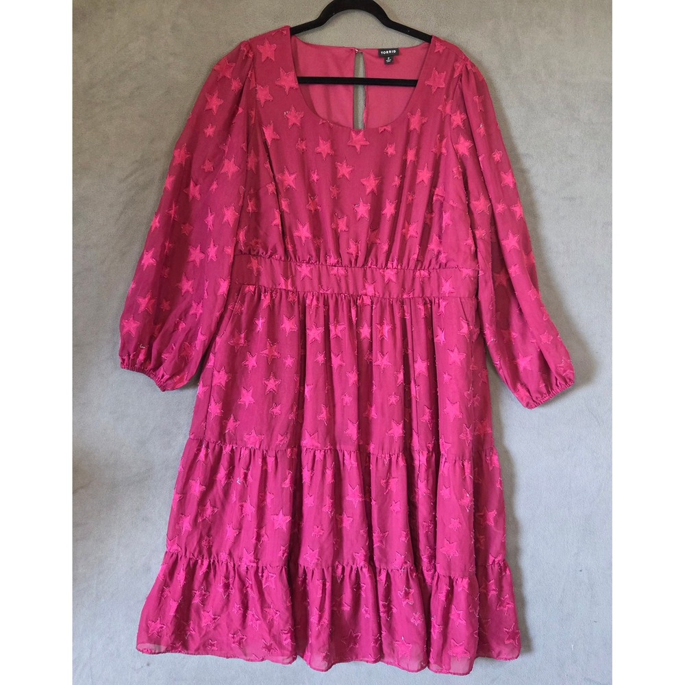 Torrid Celestial Tiered Maxi Dress Women Size 2X Lined Tiered Whimsical Party